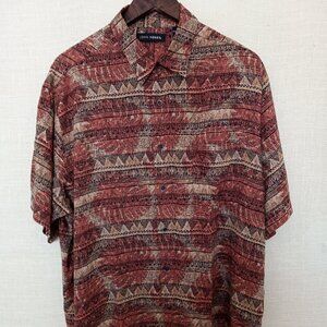 John Henry Men's Short Sleeve Pattern Button Down Shirt Size XL